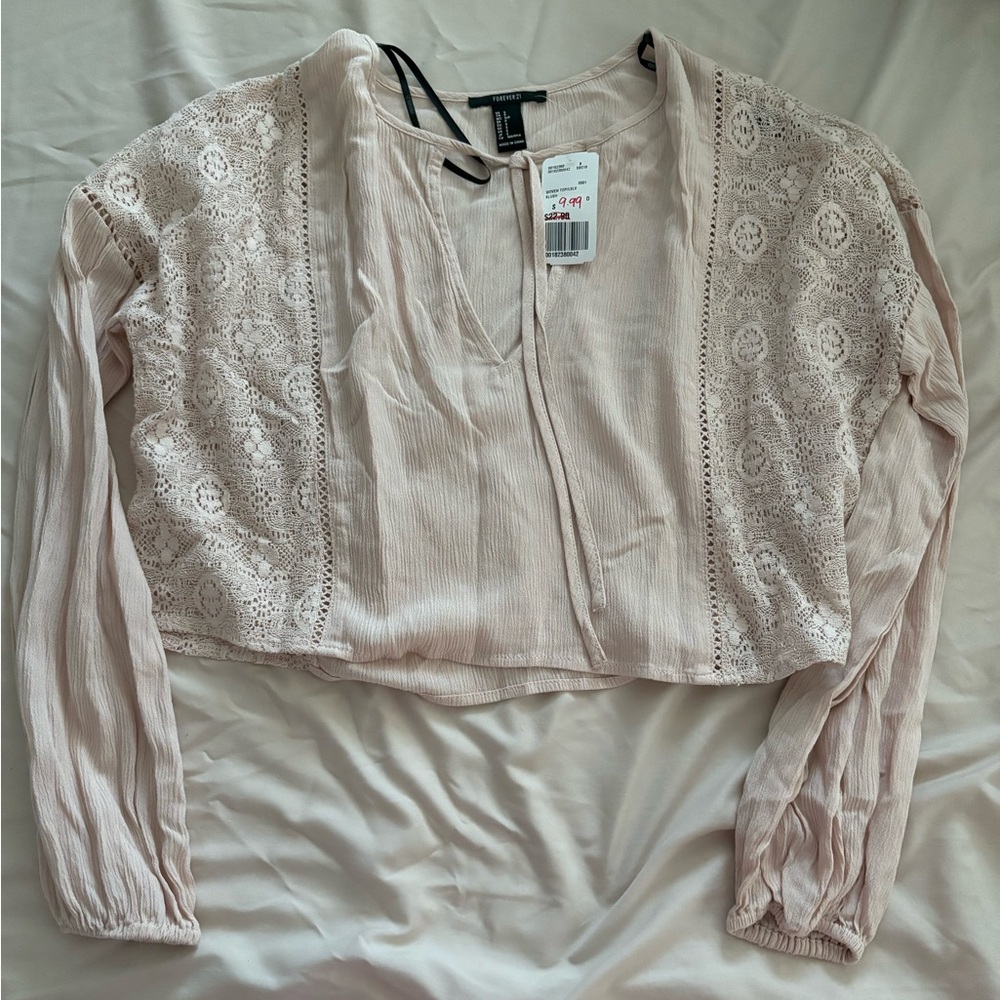 Forever 21 Blush Lace Accent Blouse